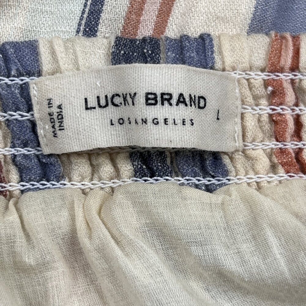Lucky Brand Button-Front Striped Peasant‎ Tiered Ruffle Maxi Skirt Size L - NWOT - Picture 7 of 10
